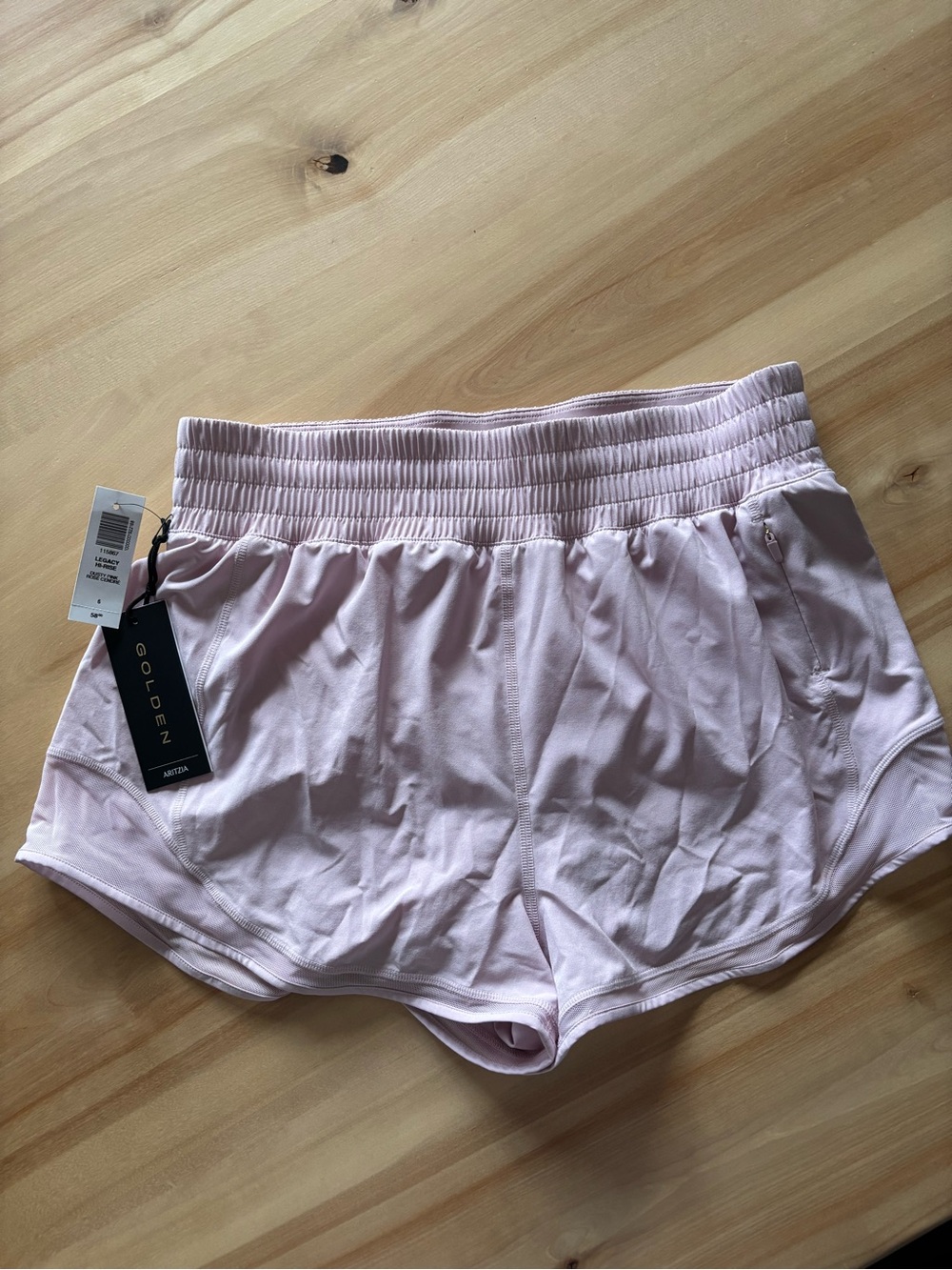 Aritzia Pale Blush High-Waist Lounge Shorts